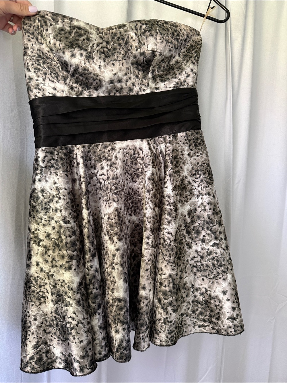 Maurices Strapless Black and Gray Patterned Party Dress